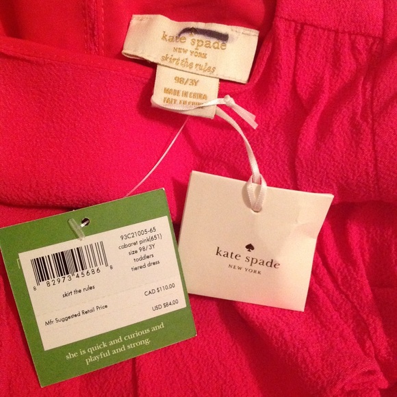 KATE SPADE NWT Girls Dress CABARET PINK TIERED sz3. Thanks for shopping - Picture 8 of 8